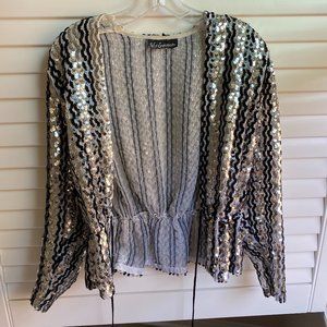 Vintage Black and White Sequin Sparkly Blazer